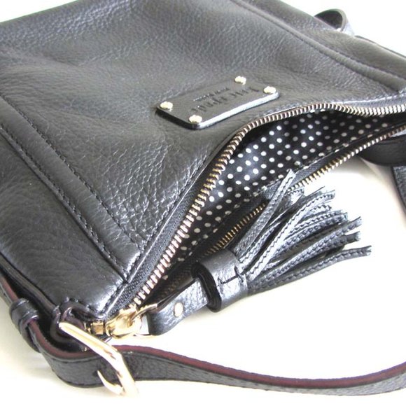 new KATE SPADE black pebbled leather tassel crossbody bag - Picture 4 of 8
